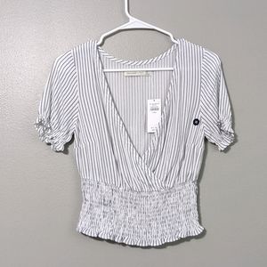 Abercrombie and Fitch Smocked wrap front top